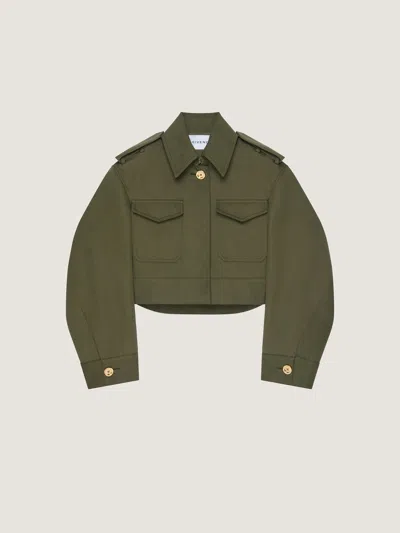Givenchy Cropped Utility Jacket In Cotton And Wool In Green