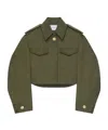Givenchy Cropped Utility Jacket In Cotton And Wool In Green