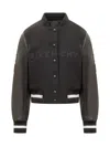 Givenchy Wool Blend Parka With Leather Sleeves And Iconic Branding In Black