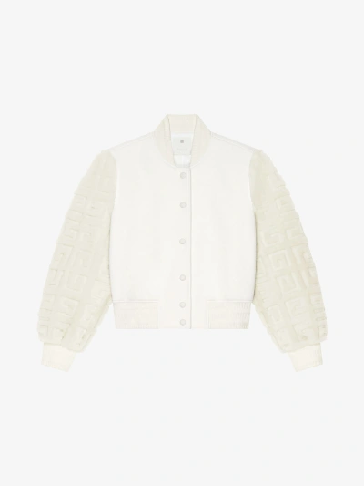 Givenchy Cropped Varsity Jacket In Wool And 4g Fur In White