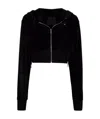 Givenchy Cropped Embellished Crushed-velvet Hoodie In Black