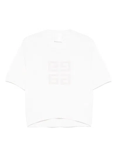 Givenchy Cropped White Cashmere Sweatshirt With Embossed Logo