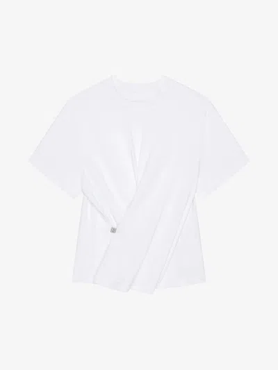 Givenchy Cross-over T-shirt In Cotton With 4g Detail In White