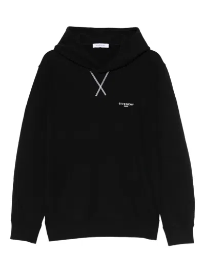 Givenchy Couture Seam Fleece Hoodie With Paris Embroidery Clothing In Black