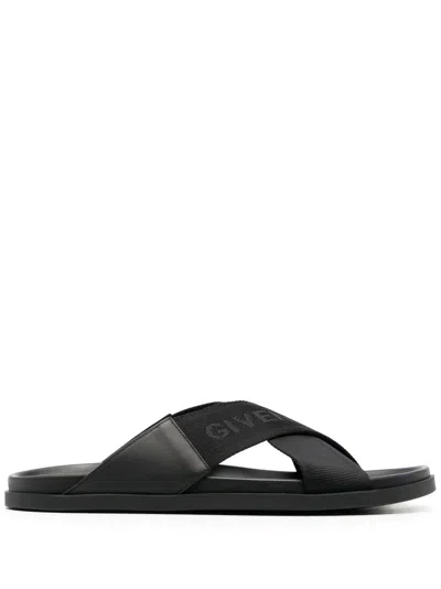 GIVENCHY CROSSOVER-STRAP FLAT SLIDES