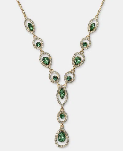 Givenchy Crystal 16" Lariat Necklace In Gold