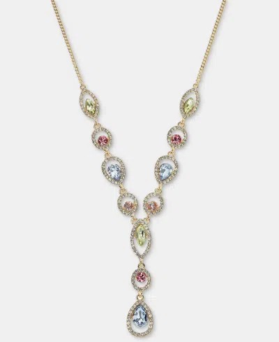 Givenchy Crystal 16" Lariat Necklace In Gold