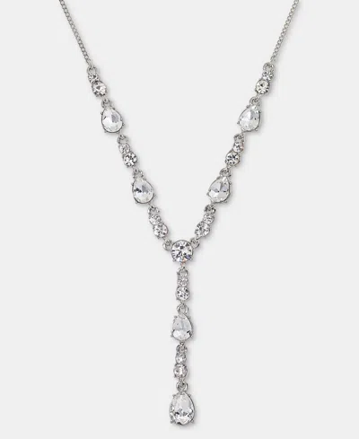 Givenchy Crystal 16" Lariat Necklace In Silver