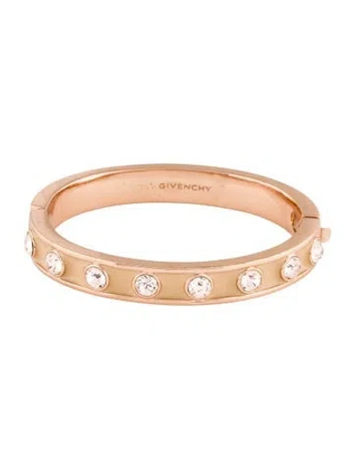 Pre-owned Givenchy Crystal & Enamel Hinged Bangle Bracelet, 6.75" In Multi