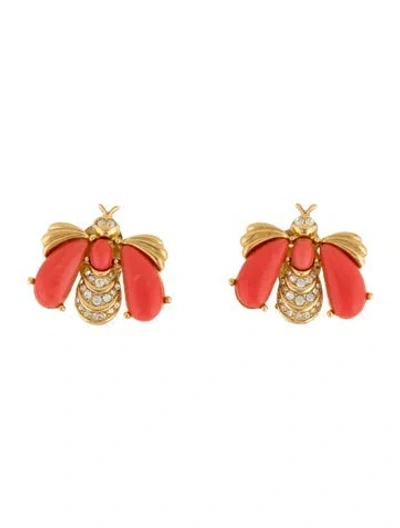 Pre-owned Givenchy Crystal & Enamel Insect Clip-on Earrings