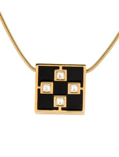 Pre-owned Givenchy Crystal & Enamel Pendant Necklace, 15.5" In Multi