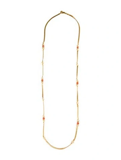 Pre-owned Givenchy Crystal & Enamel Station Necklace, 42" In Multi