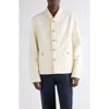 Givenchy Crystal & Imitation Pearl Button Shawl Collar Tweed Jacket In White