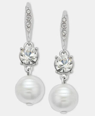 Givenchy Crystal & Imitation Pearl Double Drop Earrings In Gray