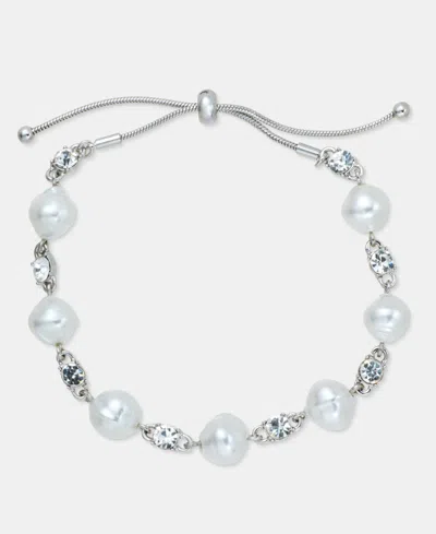 Givenchy Crystal & Imitation Pearl Slider Bracelet In Silver