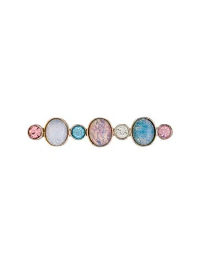 Pre-owned Givenchy Crystal & Resin Brooch In Blue/clear/pink