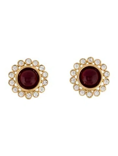 Pre-owned Givenchy Crystal & Resin Clip On Earrings In Red