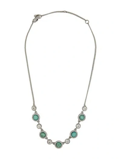 Pre-owned Givenchy Crystal & Stone Collar Necklace, 19" In Blue
