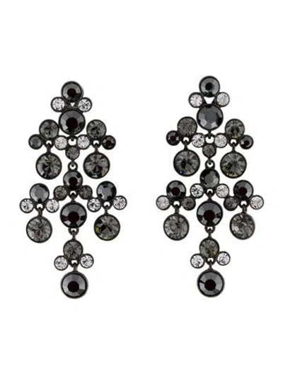Pre-owned Givenchy Crystal Chandelier Earrings In Black/grey