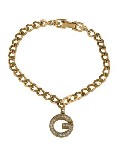 Pre-owned Givenchy Crystal Charm G Link Bracelet, 6.75" In Multi