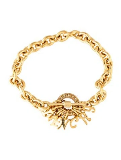 Pre-owned Givenchy Crystal Charm Link Bracelet, 6.5" In Multicolor