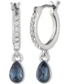 Givenchy Crystal Charm Pave Huggie Hoop Earrings In Navy