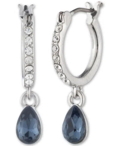 Givenchy Crystal Charm Pave Huggie Hoop Earrings In Navy
