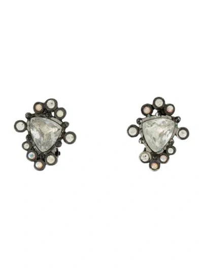 Pre-owned Givenchy Crystal Clip On Earrings In Multicolor