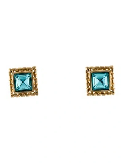 Pre-owned Givenchy Crystal Clip-on Earrings In Blue
