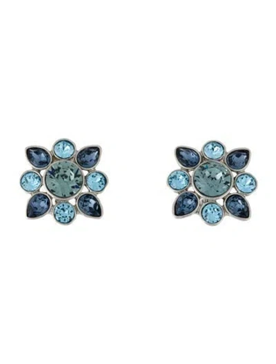 Pre-owned Givenchy Crystal Clip-on Earrings In Blue