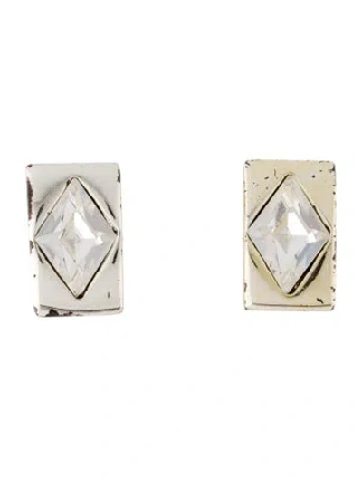 Pre-owned Givenchy Crystal Clip-on Earrings In Transparent