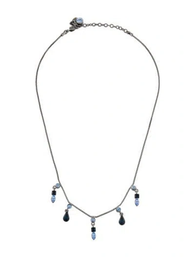Pre-owned Givenchy Crystal Collar Necklace, 17.5" In Blue