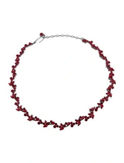 Pre-owned Givenchy Crystal Collar Necklace, 18" In Red