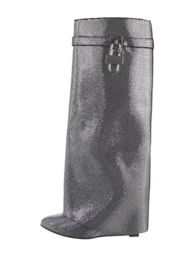 Pre-owned Givenchy Crystal Crystal Embellishments Boots In Black/silver