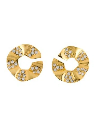 Pre-owned Givenchy Crystal Disc Clip On Earrings In Multicolor