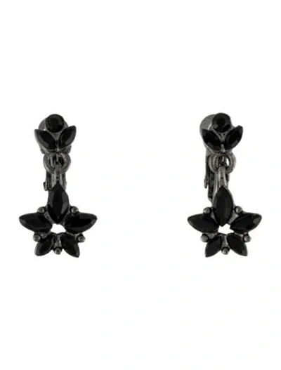 Pre-owned Givenchy Crystal Drop Clip-on Earrings In Black