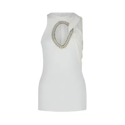 Pre-owned Givenchy Crystal Embellished/beaded Cutout Top 'white' | Women's Size 34