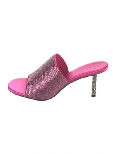 Pre-owned Givenchy Crystal Embellishments Slides In Pink