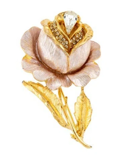 Pre-owned Givenchy Crystal Floral Brooch In Pink