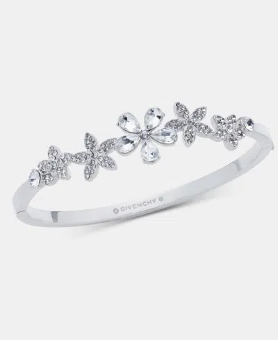 Givenchy Crystal Flower Bangle Bracelet In White