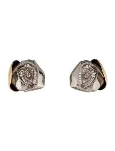 Pre-owned Givenchy Crystal Flower Clip-on Earrings In Multi