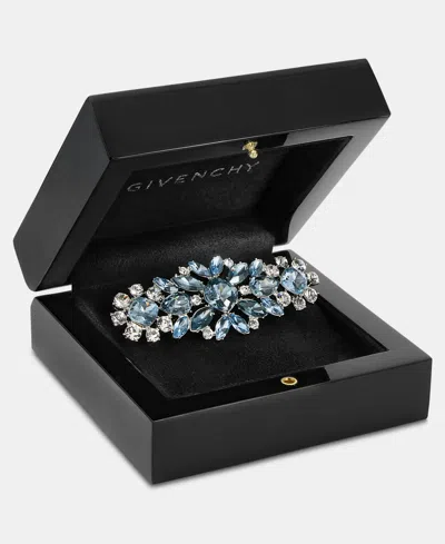Givenchy Crystal Flower Cluster Pin In Blue