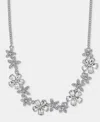 Givenchy Crystal Flower Statement Necklace, 16" + 3" Extender In Silver