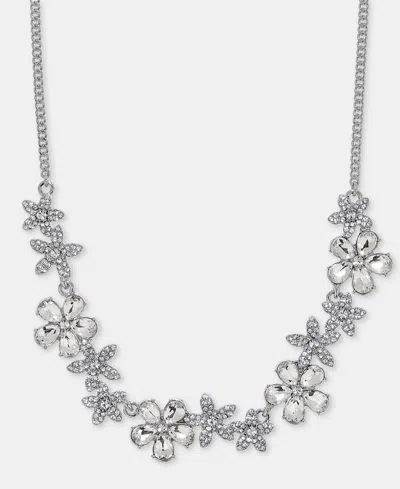 Givenchy Crystal Flower Statement Necklace, 16" + 3" Extender In White