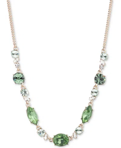 Givenchy Crystal Frontal Necklace, 16" + 3" Extender In Light Gree