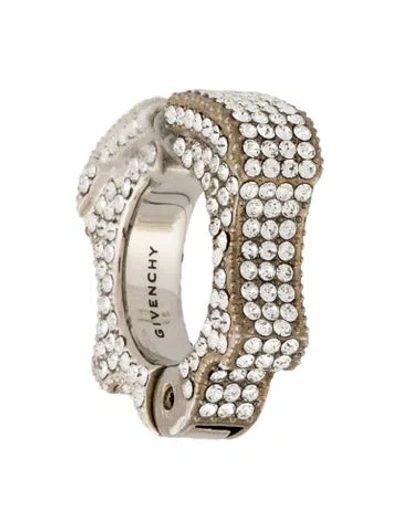Pre-owned Givenchy Crystal 'g Can' Single Clip-on Earring In Clear