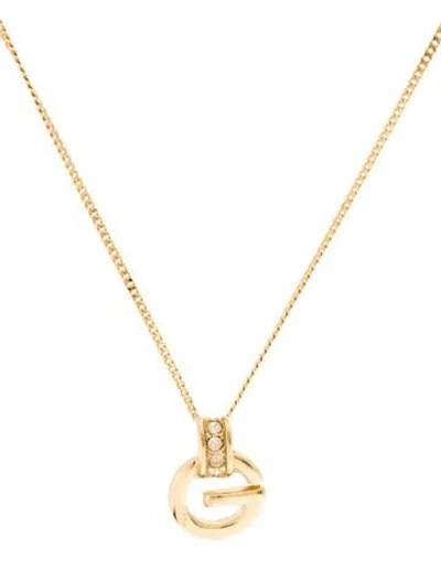 Pre-owned Givenchy Crystal G Pendant Chain Necklace, 15.5" In Multi
