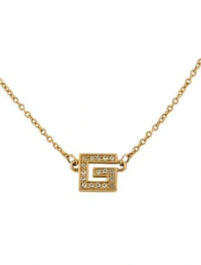 Pre-owned Givenchy Crystal G Pendant Necklace, 14" In Multi
