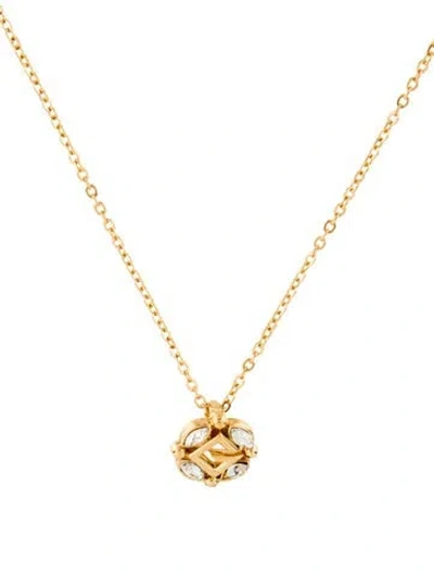 Pre-owned Givenchy Crystal G Pendant Necklace, 15" In Multi