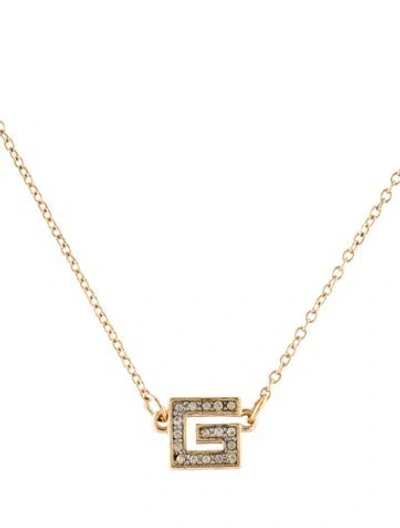 Pre-owned Givenchy Crystal G Pendant Necklace, 15" In Transparent